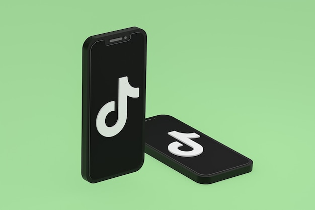 Ícone do Tiktok na tela do smartphone ou renderização 3D do telefone móvel