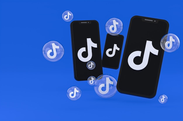 Ícone do Tiktok na tela do smartphone ou renderização 3D do telefone móvel