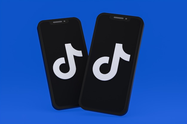 Ícone do Tiktok na tela do smartphone ou renderização 3D do telefone móvel