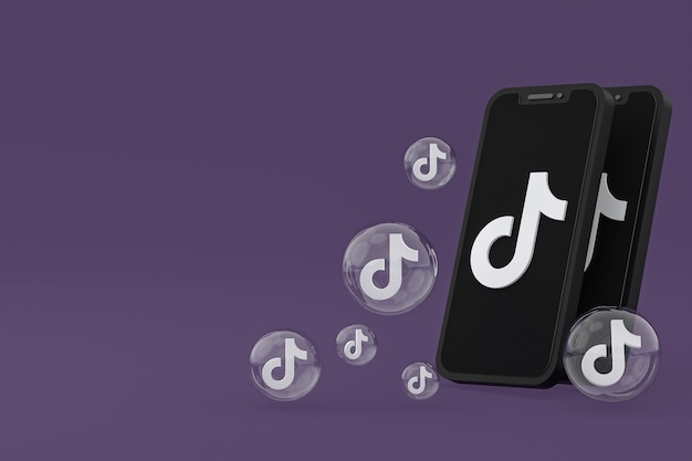 Ícone do Tiktok na tela do smartphone ou renderização 3D do telefone móvel