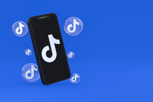 Ícone do Tiktok na tela do smartphone ou renderização 3D do telefone móvel