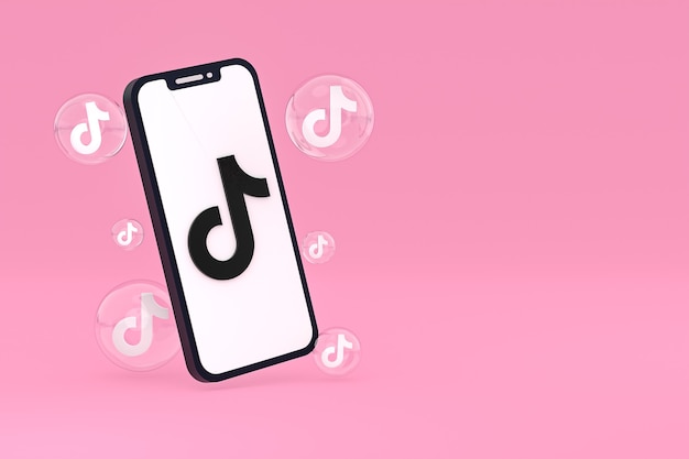 Ícone do Tiktok na tela do smartphone ou renderização 3D do telefone móvel