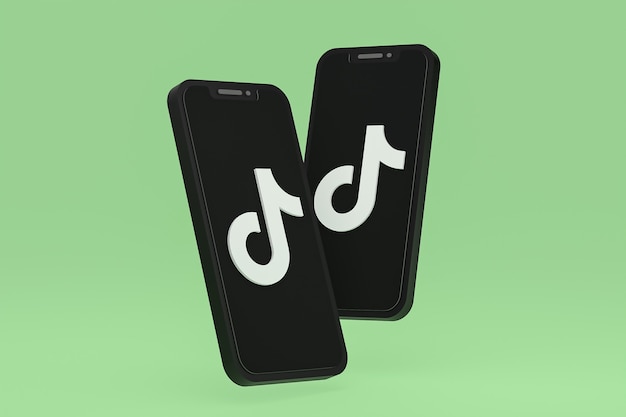 Ícone do Tiktok na tela do smartphone ou renderização 3D do telefone móvel