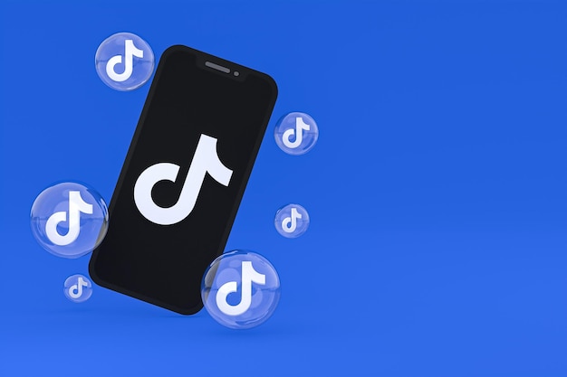 Ícone do Tiktok na tela do smartphone ou renderização 3D do telefone móvel