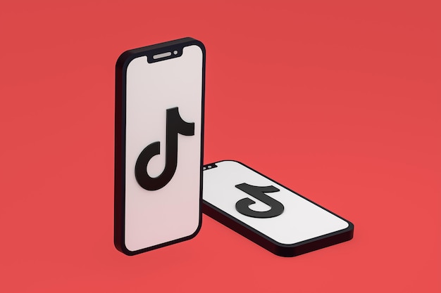 Ícone do Tiktok na tela do smartphone ou renderização 3D do telefone móvel