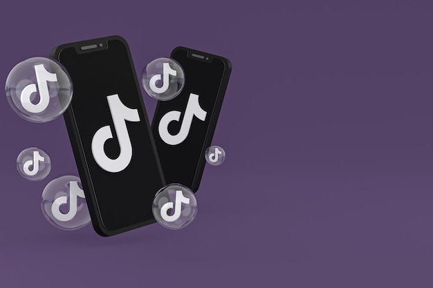 Ícone do Tiktok na tela do smartphone ou renderização 3D do telefone móvel