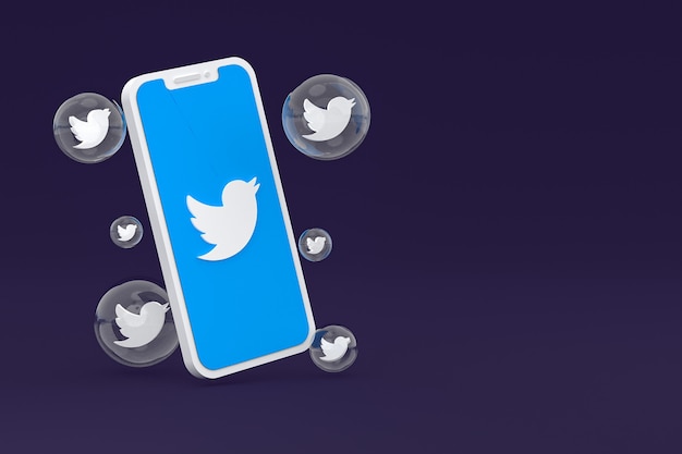 Ícone do Twitter na tela do smartphone ou renderização 3D móvel