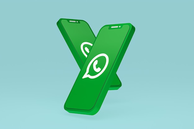 Ícone do Whatsapp na tela do smartphone ou renderização 3D do celular