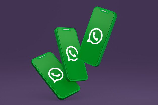 Ícone do Whatsapp na tela do smartphone ou renderização 3D do celular