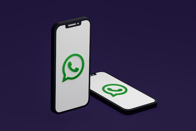 Ícone do Whatsapp na tela do smartphone ou renderização 3D do celular