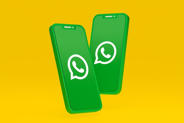 Ícone do Whatsapp na tela do smartphone ou renderização 3D do celular