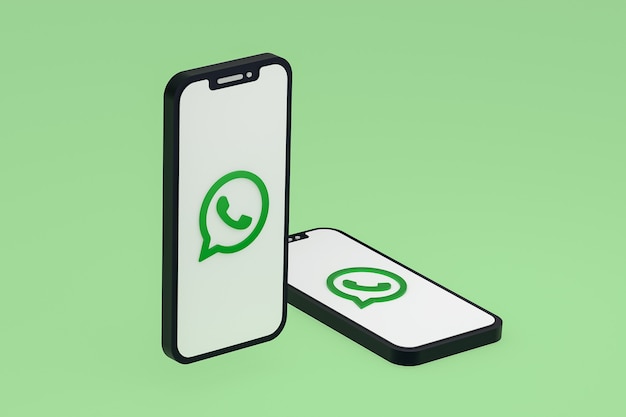 Ícone do Whatsapp na tela do smartphone ou renderização 3D do celular