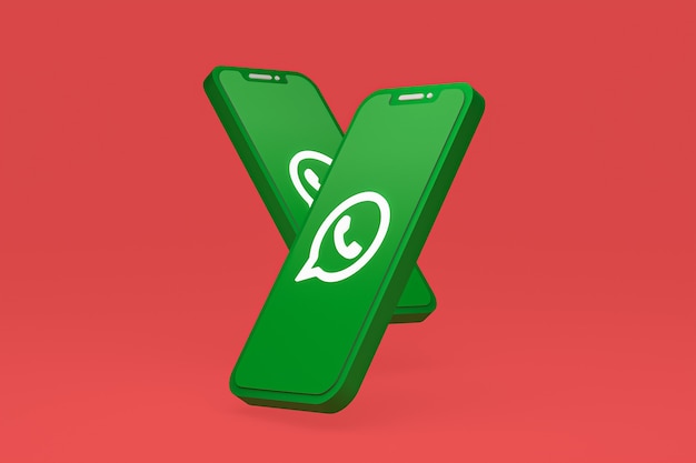 Ícone do Whatsapp na tela do smartphone ou renderização 3D do celular