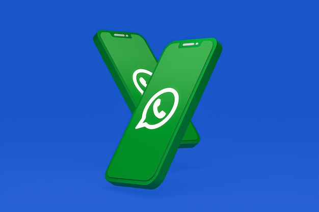 Ícone do Whatsapp na tela do smartphone ou renderização 3D do celular