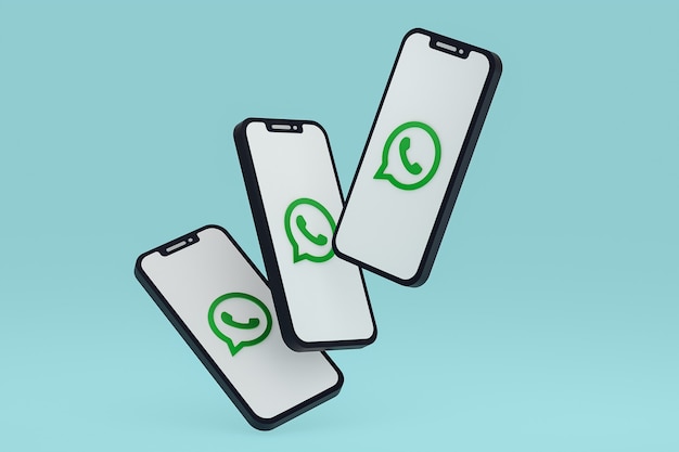 Ícone do Whatsapp na tela do smartphone ou renderização 3D do celular