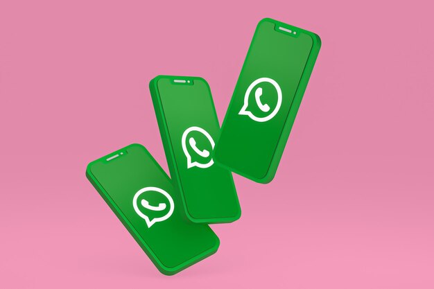 Ícone do Whatsapp na tela do smartphone ou renderização 3D do celular