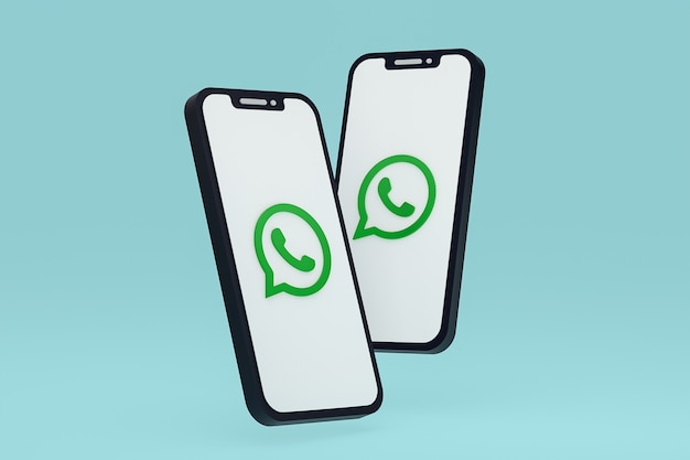 Ícone do Whatsapp na tela dos celulares renderização 3D