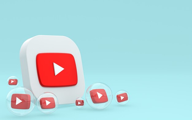 Ícone do Youtube na tela do smartphone ou renderização 3D do telefone móvel