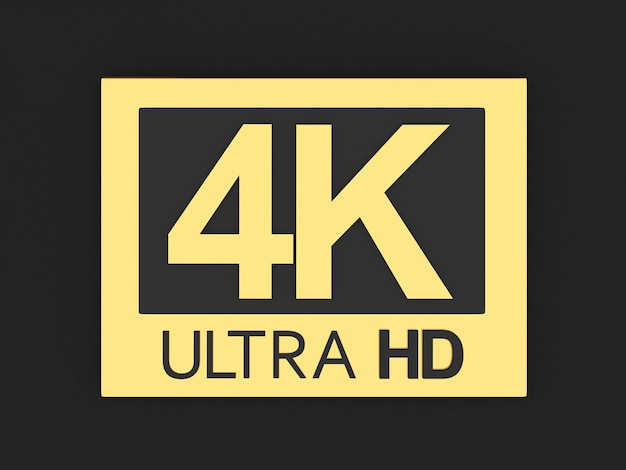 Ícone HD 4K em moldura dourada