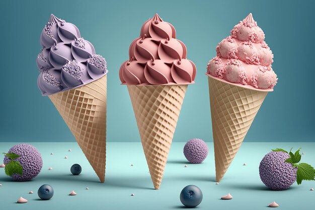 Foto cone de helado bolas de helado delicioso helado