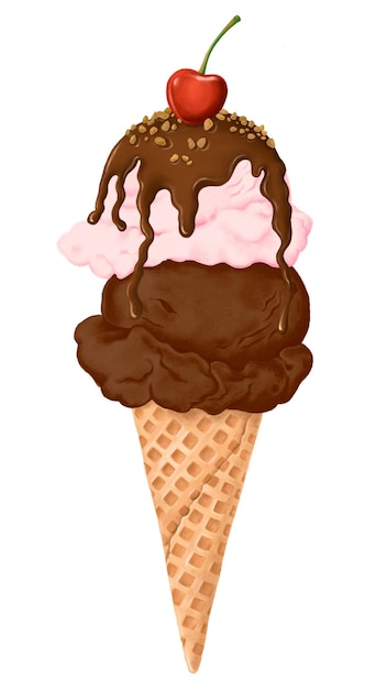Cone de helado de chocolate pegatina png de fondo transparente