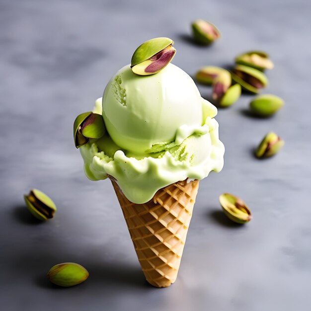 Cone de helado de pistacho