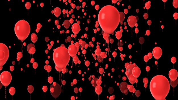 Ícone isolado de balão em fundo preto Balões coloridos vermelhos Ilustração de estilo plano