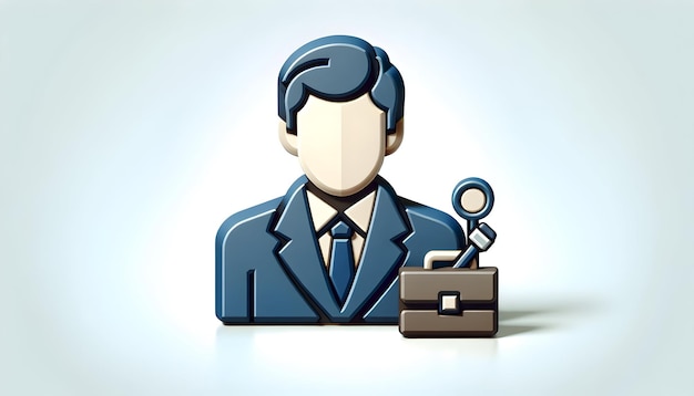 Ícone plano 3D como Persona Corporativa Um profissional de negócios retratado em um cenário que exala confiança