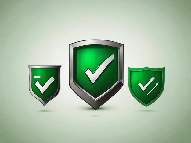 Ícone protegido de escudo vetorial verde brilhante