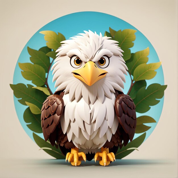 Ícone vetorial de desenho animado de pássaro águia bonito ilustração de ícone de natureza animal conceito de vetor premium isolado