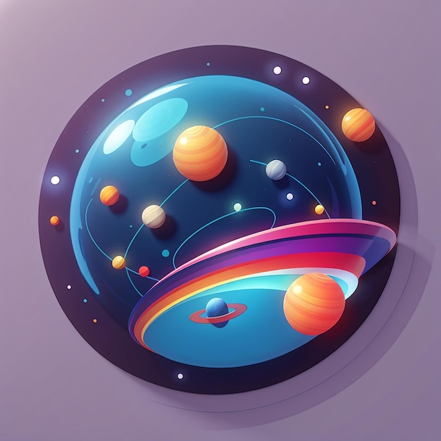 Ícone vetorial de desenho animado de planeta espacial ilustração ícone de tecnologia científica vetor plano isolado