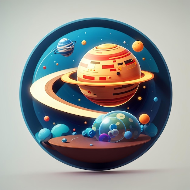 Ícone vetorial de desenho animado de planeta espacial ilustração ícone de tecnologia científica vetor plano isolado