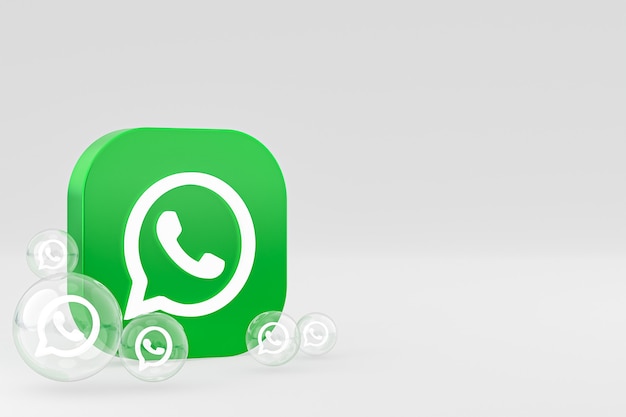 Ícone Whatapps na tela do smartphone ou renderização 3D do telefone móvel em fundo cinza