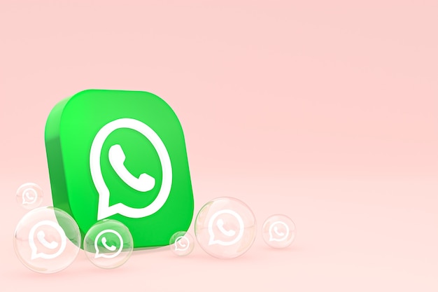 Ícone Whatapps na tela do smartphone ou renderização 3D do telefone móvel em fundo rosa