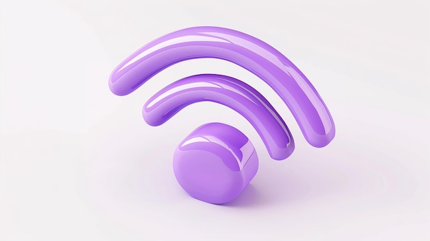 Ícone Wi-Fi roxo renderizado em 3D