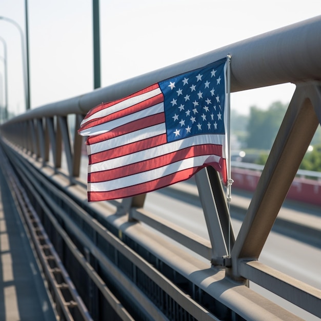 Conectando puentes Una bandera en un puente