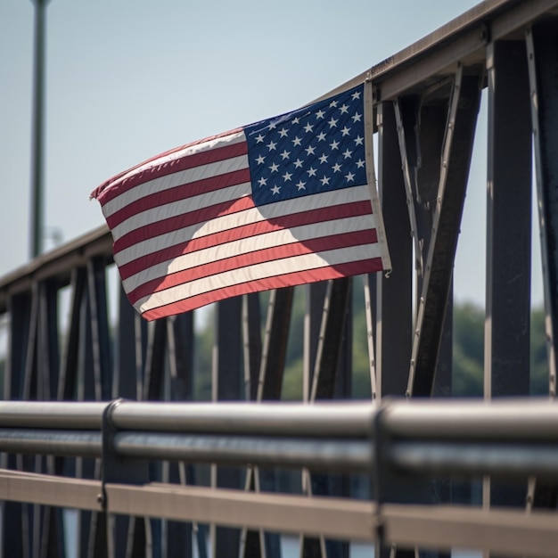 Conectando puentes Una bandera en un puente