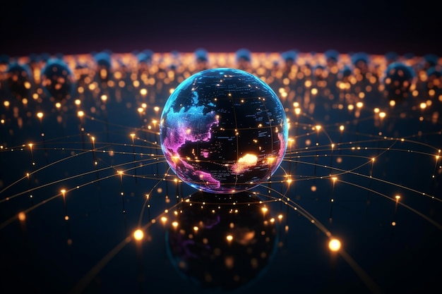 Conectividad digital Red global en tecnología Metaverse para el intercambio de datos