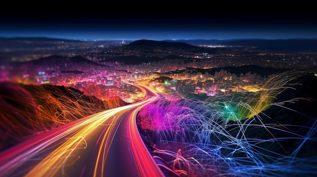 Foto conectividade com a internet e redes de alta velocidade geradas por ia