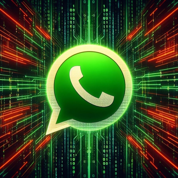 Conectividade impulsionada por códigos explorando os logos do WhatsApp dança intrincada com a linguagem