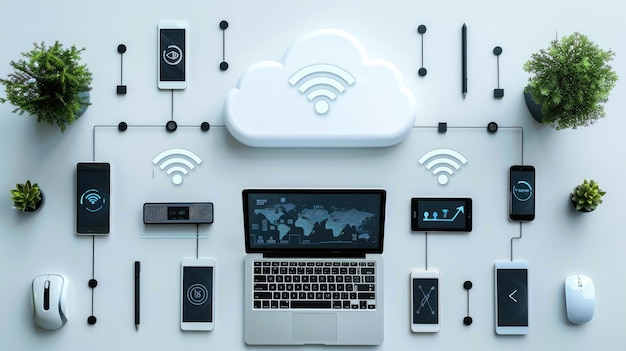Foto conectividade wi-fi rápida com redes sem fios de alta velocidade que permitem a navegação contínua e a comunicação para atividades e produtividade on-line eficientes