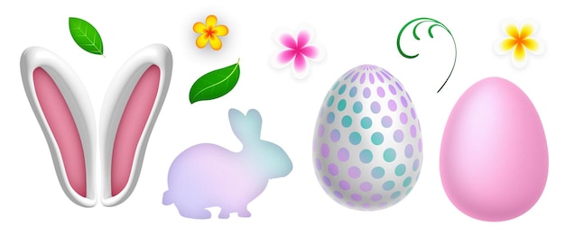 Conejito de elementos de pascua con huevos para el diseño.