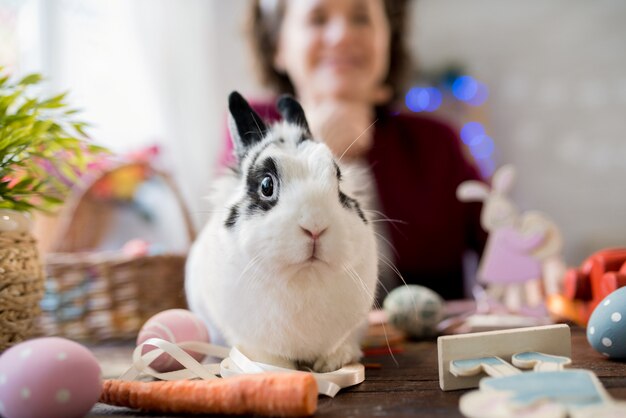 Conejito de Pascua blanco y negro