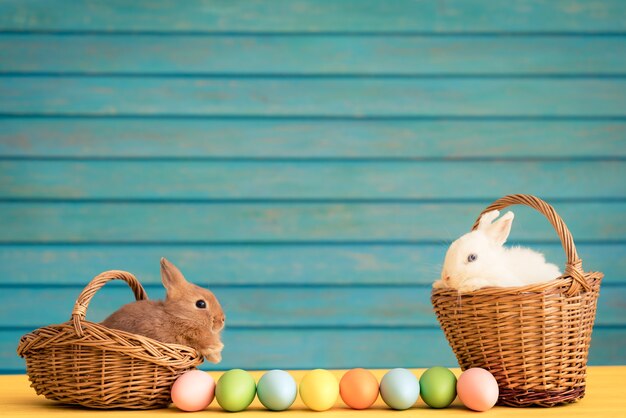 Conejito de Pascua y canasta de huevos