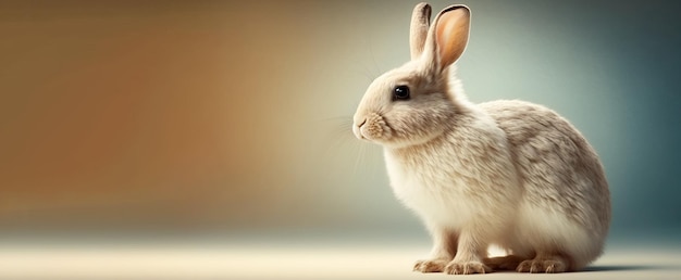 Conejito de Pascua con espacio para copiar. IA generativa.