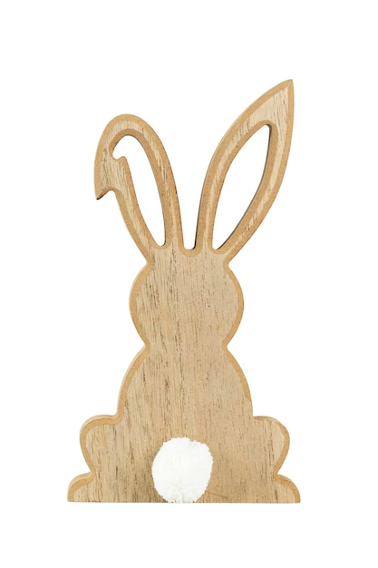 Conejito de Pascua figura de madera aislado en blanco