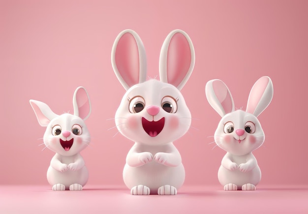 Conejitos lindos arte de conejitos adorables con mejillas gordas ojos expresivos contenido temático de Pascua