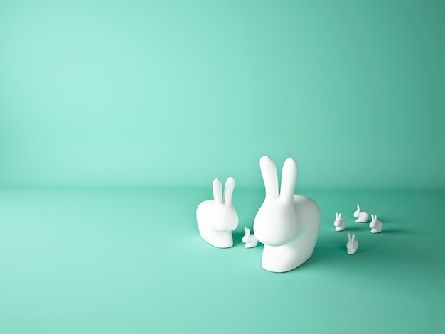 Conejitos de Pascua con fondo de menta