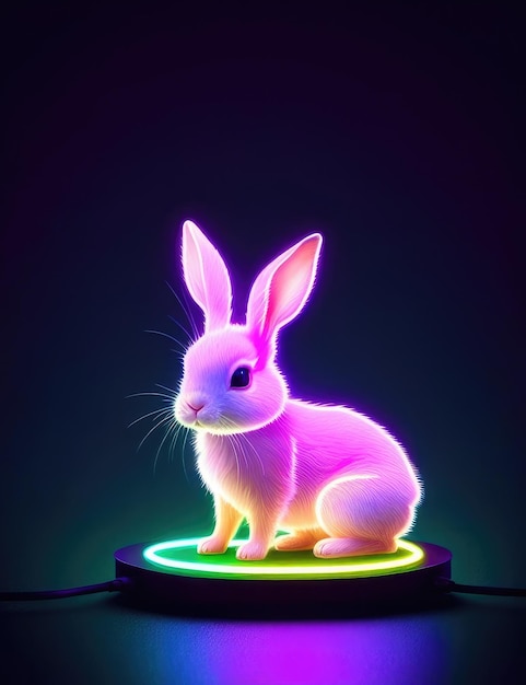 Conejitos de Pascua futuristas en luz de neón IA generativa