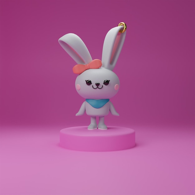 Conejo 3D con cinta para las orejas y bufanda